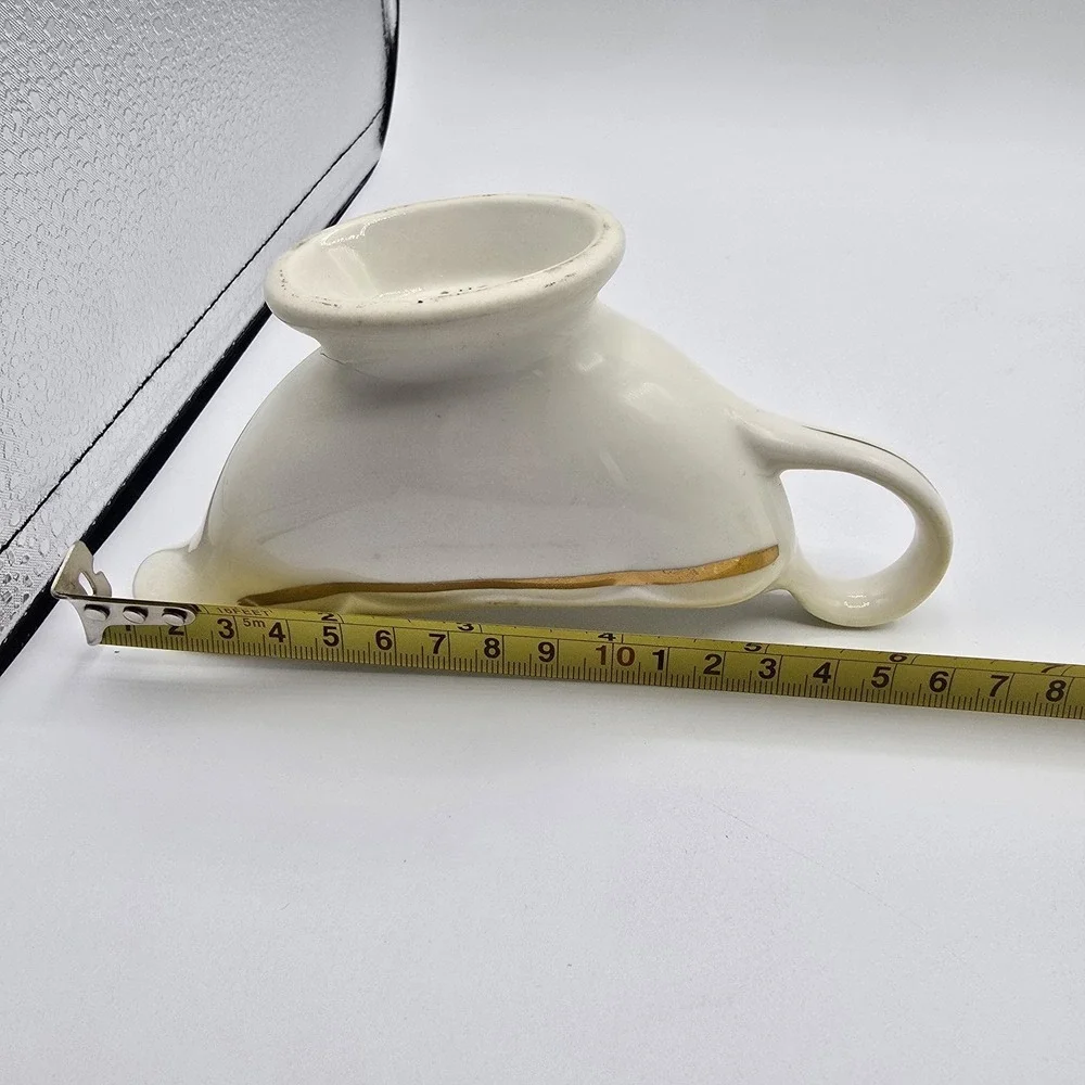 RARE HOMER LAUGHLIN FIESTA WARE WHITE Gold STRIPED GRAVY BOAT USA‎